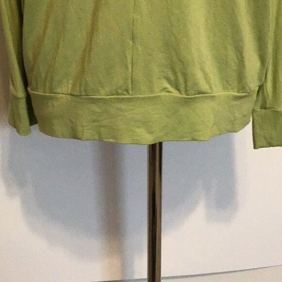 Chico’s Tee Shirt Lime Green Cold Shoulder Jersey Long Sleeve Zipper Size L - Picture 5 of 10